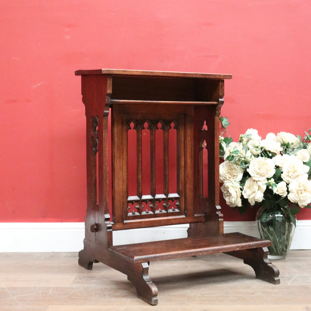 x SOLD Antique French Oak Prayer Chair, Prie-Dieu Kneeler, Church-Themed with Bible Nook or Shelf. B11993