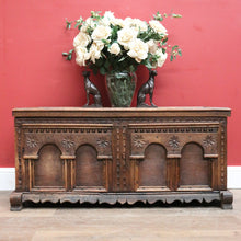 Load image into Gallery viewer, x SOLD Antique Blanket Box, Trunk, Chest, Lift Lid Storage Box, Coffer, Coffee Table. B11323