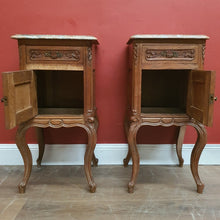 Load image into Gallery viewer, x SOLD A Pair of Antique French Oak and Marble Top Lamp Table or Bedsides. B12086