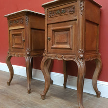 Load image into Gallery viewer, x SOLD A Pair of Antique French Oak and Marble Top Lamp Table or Bedsides. B12086