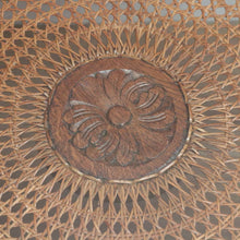 Load image into Gallery viewer, x SOLD Antique French Oak, Cane and Glass Top Table, Round Coffee Table with Scalloped Apron B11452