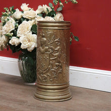 Load image into Gallery viewer, x SOLD Antique French Umbrella Holder, Walking stick Holder, Pressed Brass, Knight, Lion, Eagle B11681