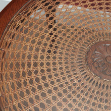 Load image into Gallery viewer, x SOLD Antique French Oak, Cane and Glass Top Table, Round Coffee Table with Scalloped Apron B11452