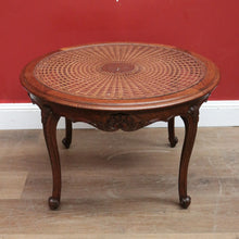 Load image into Gallery viewer, x SOLD Antique French Oak, Cane and Glass Top Table, Round Coffee Table with Scalloped Apron B11452