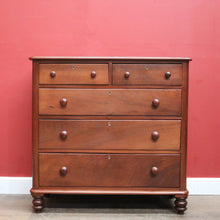 Load image into Gallery viewer, x SOLD Antique Australian Cedar Chest of Five Graduating Drawers, Hall or Entry Chest, Full Cedar. B11556