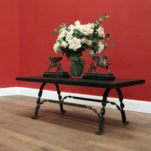 Load image into Gallery viewer, x SOLD Antique French Hand-Forged Iron Coffee Table with Black Slat Top B11405