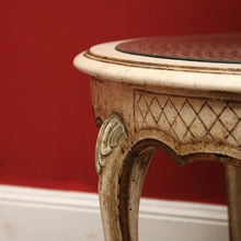 Load image into Gallery viewer, x SOLD Vintage French Circular Hand-painted Coffee Table, Cane Insert, Glass Top. B11580