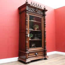 Load image into Gallery viewer, x SOLD - Antique French Walnut and Glass Bookcase or China Cabinet with a Drawer to the Base. B11909