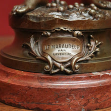 Load image into Gallery viewer, Antique French Bronze and Marble Plinth Base, Signed Lavergne, Boy with Grapes. B11312