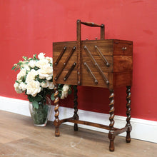 Load image into Gallery viewer, x SOLD Vintage French Sewing Box, 5 Section / Drawer Scissor Mechanism Sewing Caddy. B11874