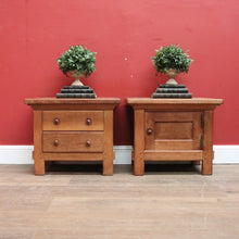 Load image into Gallery viewer, x SOLD Vintage French Oak Bedside Cabinets, Lamp Tables, Chest of Drawers and Cabinet. B11427