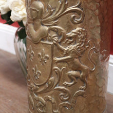 Load image into Gallery viewer, x SOLD Antique French Umbrella Holder, Walking stick Holder, Pressed Brass, Knight, Lion, Eagle B11681