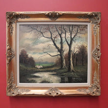 Load image into Gallery viewer, Framed Oil on Canvas, Antique French Oil Painting in a Gilt Timber and Gesso Frame, Landscape, Still-life. B11687