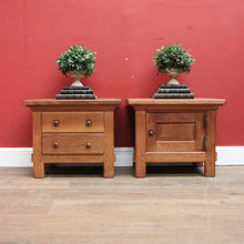 Load image into Gallery viewer, x SOLD Vintage French Oak Bedside Cabinets, Lamp Tables, Chest of Drawers and Cabinet. B11427