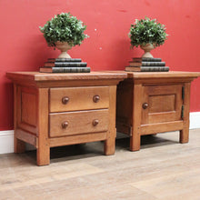Load image into Gallery viewer, x SOLD Vintage French Oak Bedside Cabinets, Lamp Tables, Chest of Drawers and Cabinet. B11427