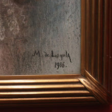 Load image into Gallery viewer, x SOLD Antique French/Belgian Artwork/painting, Coloured Drawing. 1916 Signed M de Loyola. B11632