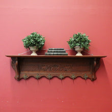 Load image into Gallery viewer, x SOLD Antique French Oak and Brass Coat Rack, Six Brass Hooks for Scarves, Hats and Coats. B11886