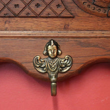 Load image into Gallery viewer, x SOLD Antique French Oak and Brass Coat Rack, Six Brass Hooks for Scarves, Hats and Coats. B11886
