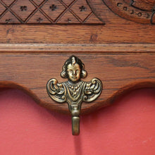 Load image into Gallery viewer, x SOLD Antique French Oak and Brass Coat Rack, Six Brass Hooks for Scarves, Hats and Coats. B11886