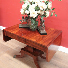 Load image into Gallery viewer, Antique English Mahogany Sofa Table or Drop Side Lamp or Side Table, on a Pedestal Base B11986