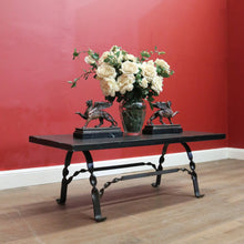 Load image into Gallery viewer, x SOLD Antique French Hand-Forged Iron Coffee Table with Black Slat Top B11405