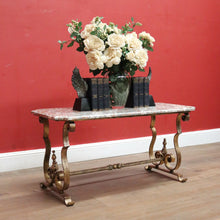 Load image into Gallery viewer, x SOLD Antique French Marble Top, Gilt Cast Iron Base Coffee Table, Side or Lamp Table. B12054