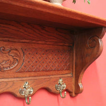 Load image into Gallery viewer, x SOLD Antique French Oak and Brass Coat Rack, Six Brass Hooks for Scarves, Hats and Coats. B11886