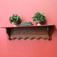 Load image into Gallery viewer, x SOLD Antique French Oak and Brass Coat Rack, Six Brass Hooks for Scarves, Hats and Coats. B11886