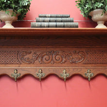 Load image into Gallery viewer, x SOLD Antique French Oak and Brass Coat Rack, Six Brass Hooks for Scarves, Hats and Coats. B11886