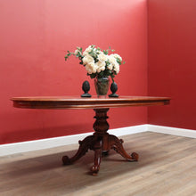 Load image into Gallery viewer, Vintage Australian Cedar Dining Table, Single Pedestal D-end Kitchen Table. B11758
