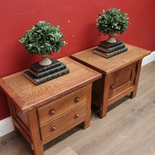 Load image into Gallery viewer, x SOLD Vintage French Oak Bedside Cabinets, Lamp Tables, Chest of Drawers and Cabinet. B11427