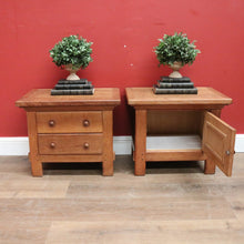Load image into Gallery viewer, x SOLD Vintage French Oak Bedside Cabinets, Lamp Tables, Chest of Drawers and Cabinet. B11427