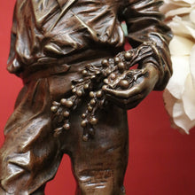 Load image into Gallery viewer, Antique French Bronze and Marble Plinth Base, Signed Lavergne, Boy with Grapes. B11312