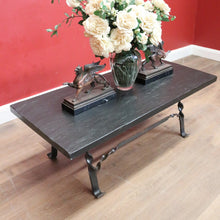 Load image into Gallery viewer, x SOLD Antique French Hand-Forged Iron Coffee Table with Black Slat Top B11405