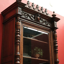 Load image into Gallery viewer, x SOLD - Antique French Walnut and Glass Bookcase or China Cabinet with a Drawer to the Base. B11909