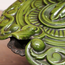 Load image into Gallery viewer, x SOLD Antique French Cast Iron Coal Bucket with a Green Enamel Lid and a Brass Coal Shovel. B11652