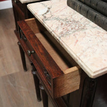 Load image into Gallery viewer, x SOLD A Pair of Antique French Oak and Marble Bedside Cabinets or Lamp Tables. B11952