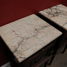 Load image into Gallery viewer, x SOLD A Pair of Antique French Oak and Marble Bedside Cabinets or Lamp Tables. B11952
