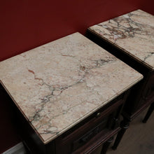 Load image into Gallery viewer, x SOLD A Pair of Antique French Oak and Marble Bedside Cabinets or Lamp Tables. B11952