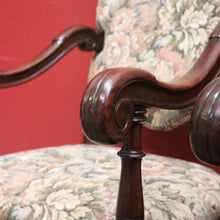 Load image into Gallery viewer, x SOLD Pair of Antique Hall Chairs, French Walnut and Fabric Library Chairs or Armchairs. B11433