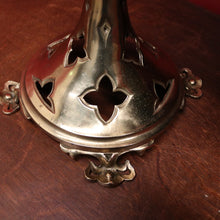 Load image into Gallery viewer, x SOLD Antique French Holy Water Vessel, with Quatrefoil Fretwork Base, Fluted Pedestal. B11541