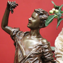 Load image into Gallery viewer, Antique French Bronze and Marble Plinth Base, Signed Lavergne, Boy with Grapes. B11312