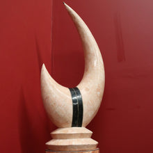 Load image into Gallery viewer, x SOLD Maitland Smith - Tessellated Marble Stone Horn Sculpture and Matching Pedestal Base. B11992