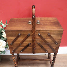 Load image into Gallery viewer, x SOLD Vintage French Sewing Box, 5 Section / Drawer Scissor Mechanism Sewing Caddy. B11874