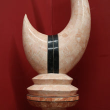 Load image into Gallery viewer, x SOLD Maitland Smith - Tessellated Marble Stone Horn Sculpture and Matching Pedestal Base. B11992