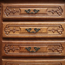 Load image into Gallery viewer, x SOLD French Oak and Brass Handle Five (5) Drawer Chest of Drawers or Lingerie Chest. B11870