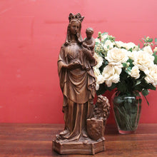 Load image into Gallery viewer, x SOLD Antique French Statue Madonna and Child, Mary and Baby Jesus, Lion, Gargoyle. B11724