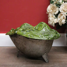 Load image into Gallery viewer, x SOLD Antique French Cast Iron Coal Bucket with a Green Enamel Lid and a Brass Coal Shovel. B11652