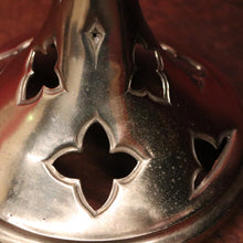 Load image into Gallery viewer, x SOLD Antique French Holy Water Vessel, with Quatrefoil Fretwork Base, Fluted Pedestal. B11541