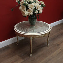 Load image into Gallery viewer, x SOLD Vintage French Circular Hand-painted Coffee Table, Cane Insert, Glass Top. B11580